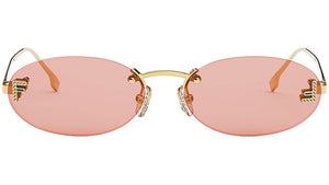 Fendi First Crystal Gold Oval Sunglasses