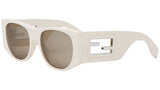 Baguette White Oval Sunglasses