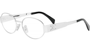 Metal Triomphe Shiny Palladium Oval Eyeglasses