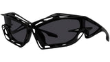 Giv Cut Cage Black Geometric Sunglasses