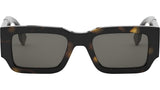 Fendi Diagonal Havana Rectangular Sunglasses