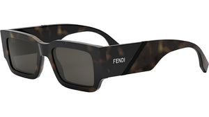 Fendi Diagonal Havana Rectangular Sunglasses