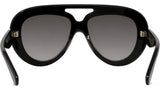 Curvy Black Pilot Sunglasses