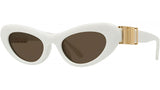 Slim White Oval Sunglasses